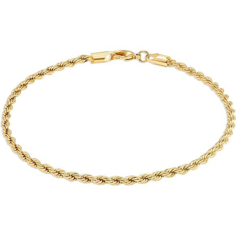 Barzel 18K Gold Plated Braided Rope Anklet for Women - Made In Brazil